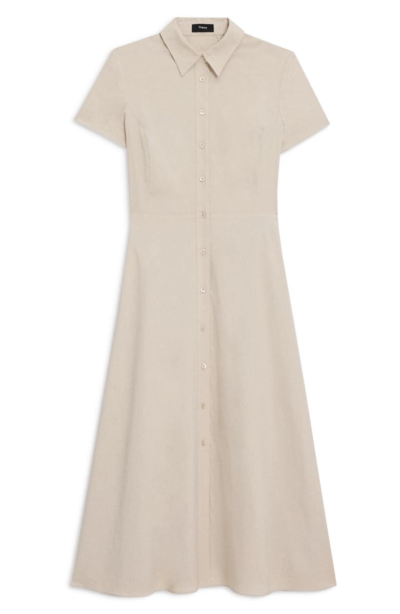 Theory Short Sleeve Linen Blend Midi Shirtdress