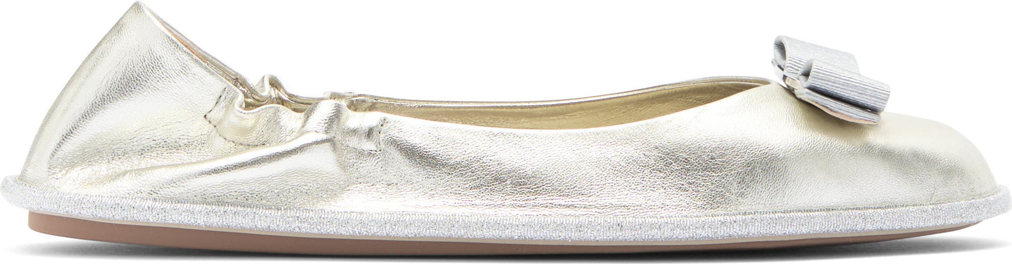 FERRAGAMO Varina Grosgrain Bow Flat, Alternate, color, Silver