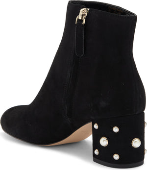 Kate Spade New York taraji faux pearl block heel bootie, Alternate, color, Black