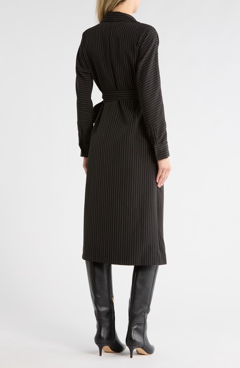 AREA STARS Cass Pinstripe Long Sleeve Wrap Dress
