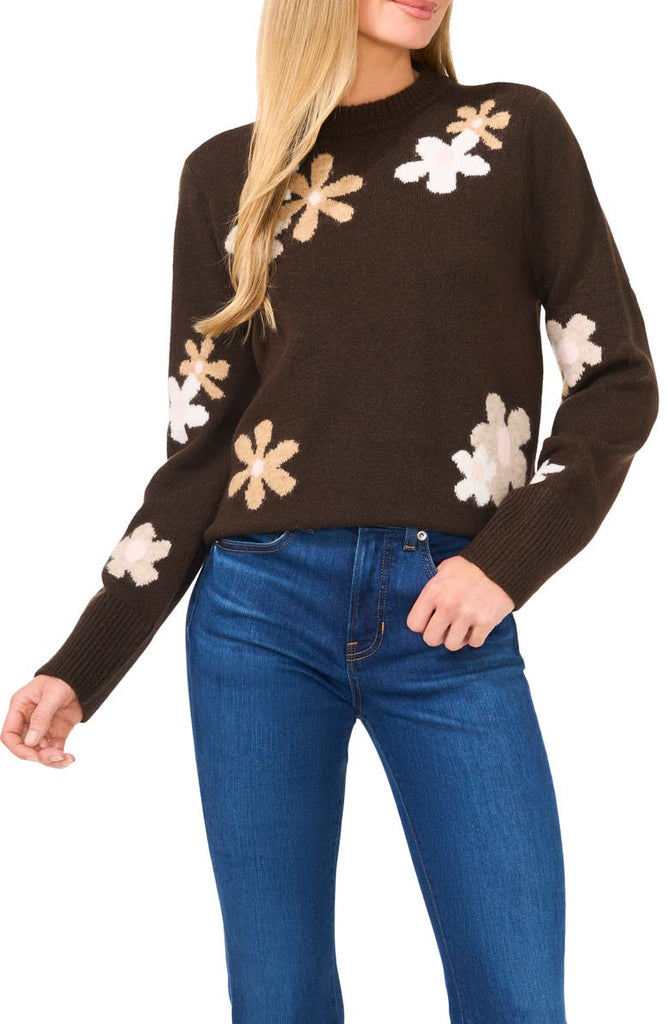 CeCe Floral Crewneck Sweater