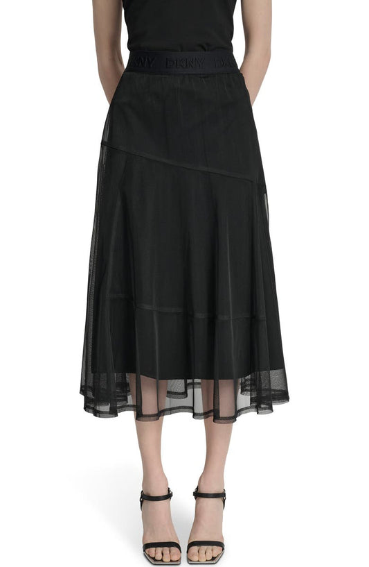 DKNY Layered Mesh Midi Skirt