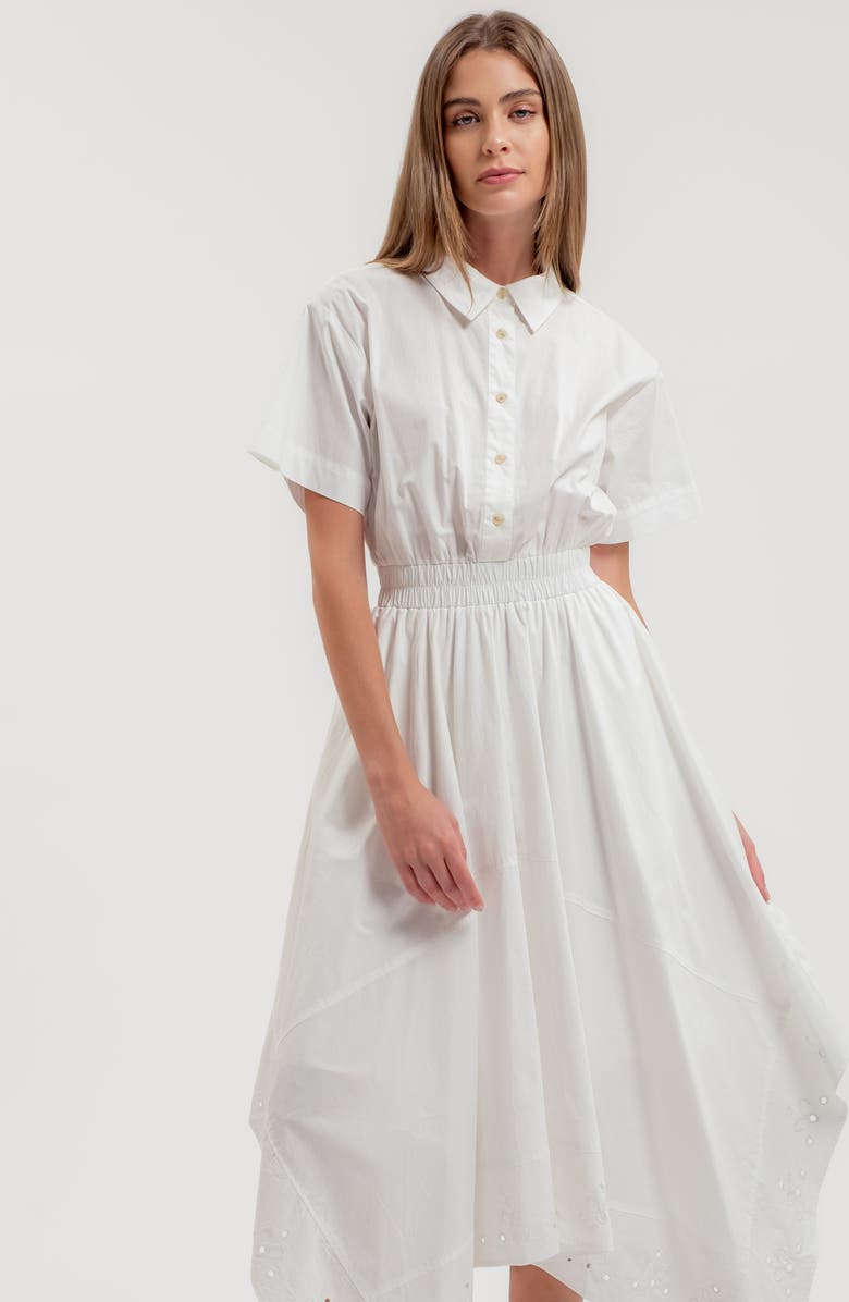 ZOE AND CLAIRE Handkerchief Hem Shirtdress