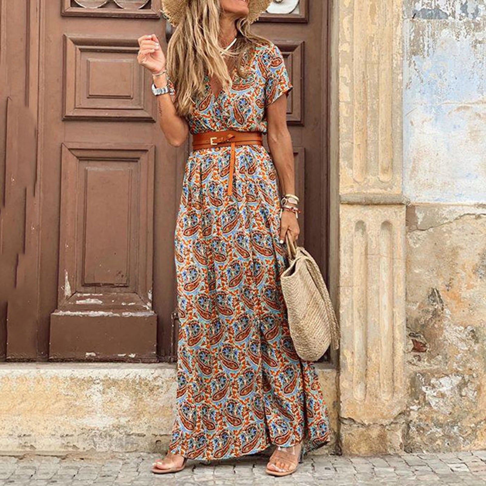Woman Casual Summer Ruffle Dress Petite Maxi Dresses for Short Women W thefrumshopper Woman Casual Summer Ruffle Dress Petite Maxi Dresses for Short Women W thefrumshopper