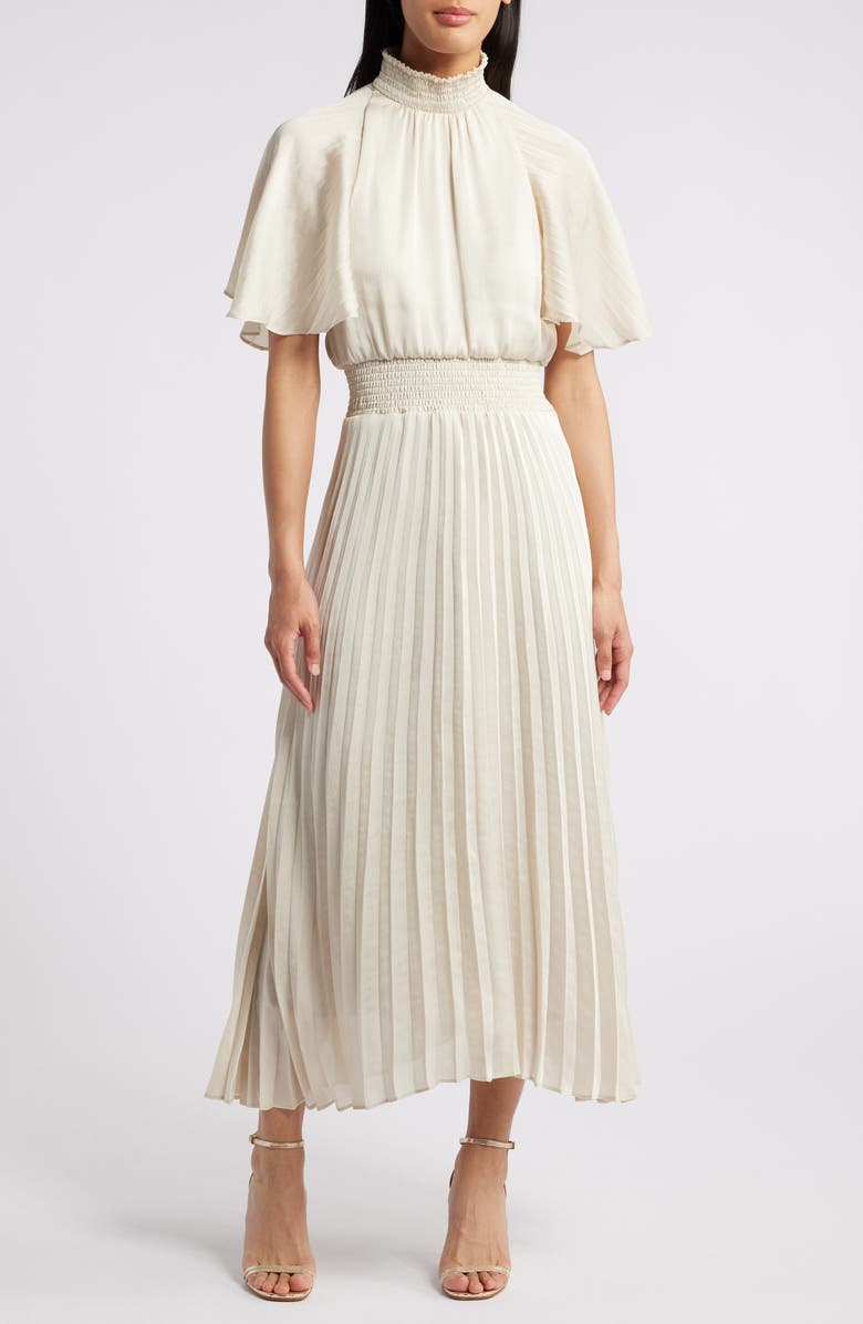 Julia Jordan Flutter Sleeve Pleated Midi Dress