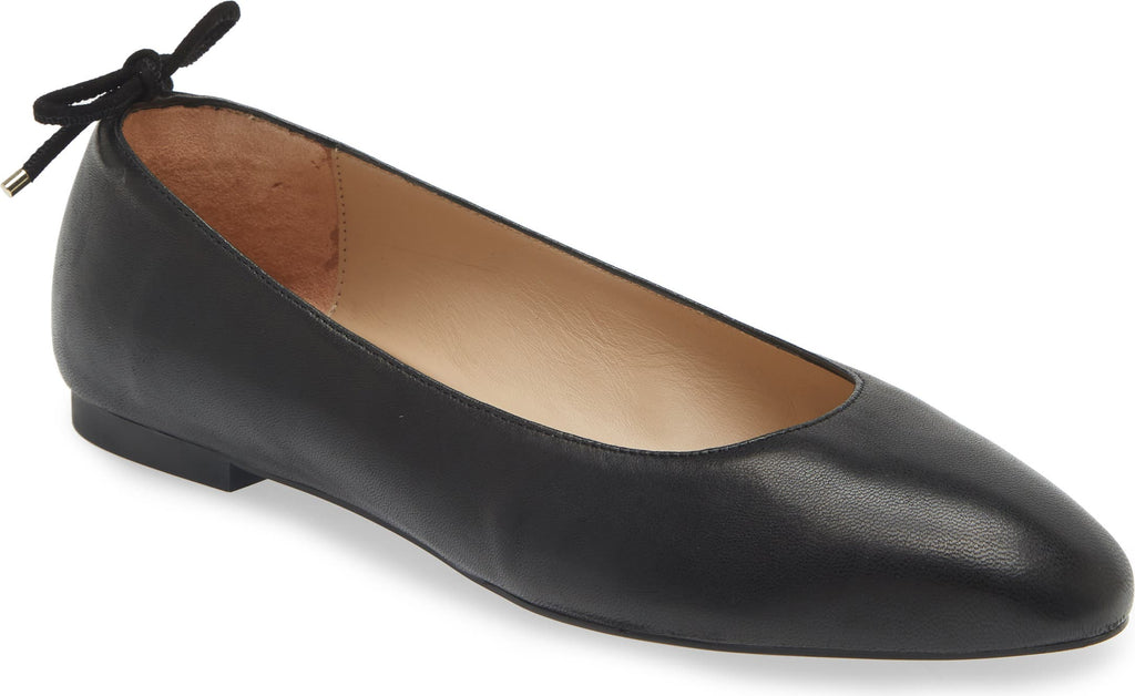 Stuart Weitzman Tieback Flat, Main, color, Black Soft Nappa