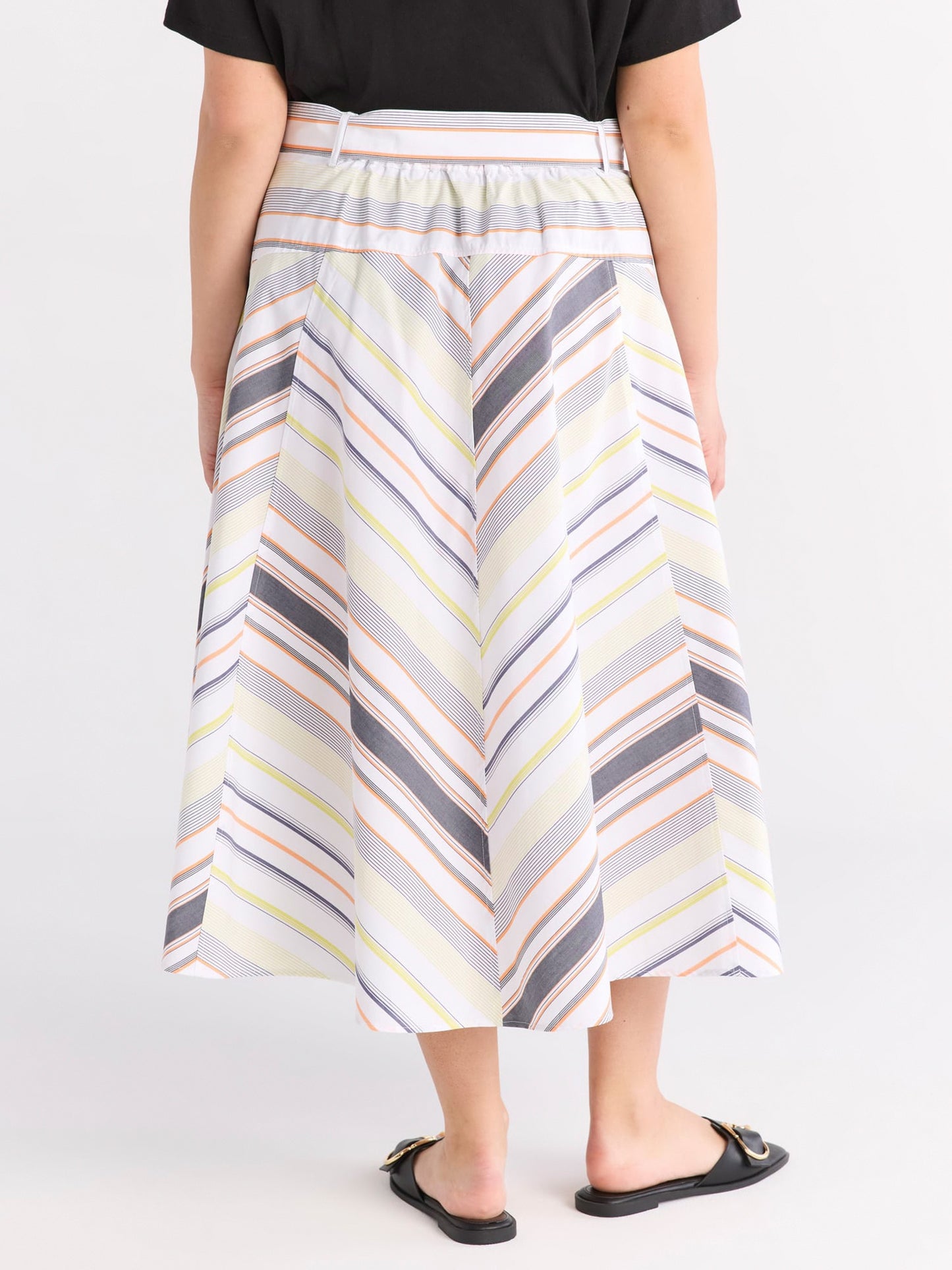 Walmart Free Assembly Women's and Women's Plus Size Belted Button Front Cotton Midi Skirt, XS-4X