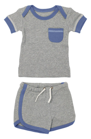 L'ovedbaby Organic Cotton T-Shirt & Shorts Set, Main, color, Slate Heather
