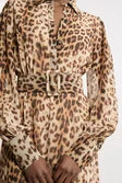 Georgette Belted Leopard Woven Shirt Dress