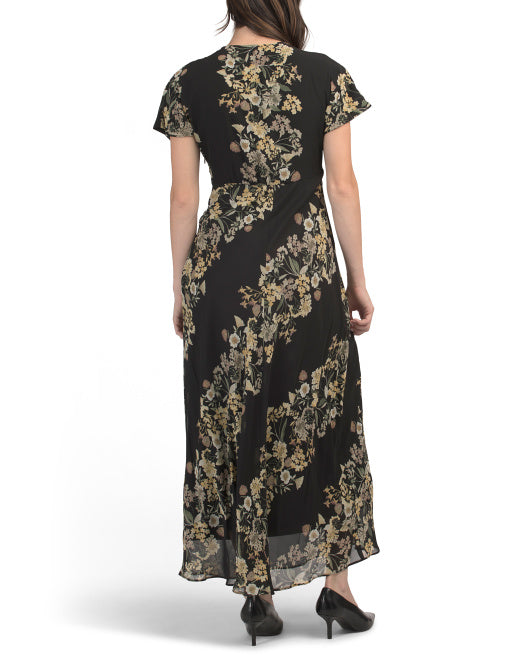 TAYLOR V-neck Placed Floral Maxi Dress