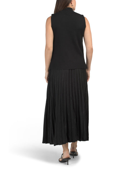 MAX STUDIO 2pc Knit Top And Pleated Midi Skirt