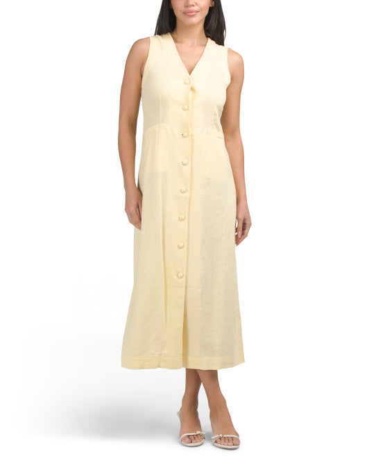 RACHEL ZOE Linen Blend Maxi Vest Dress