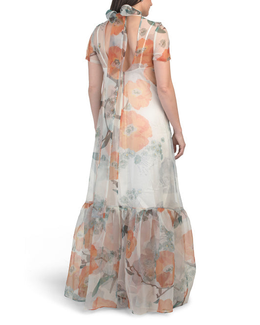JL LUXE LABEL Short Sleeve Floral Maxi Dress