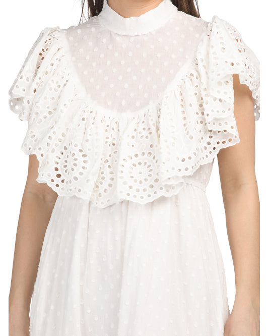 SOLITAIRE Eyelet Tiered Maxi Dress