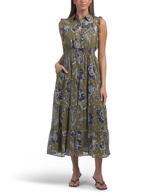 ANNE KLEIN Smocked Waist Shirt Dress