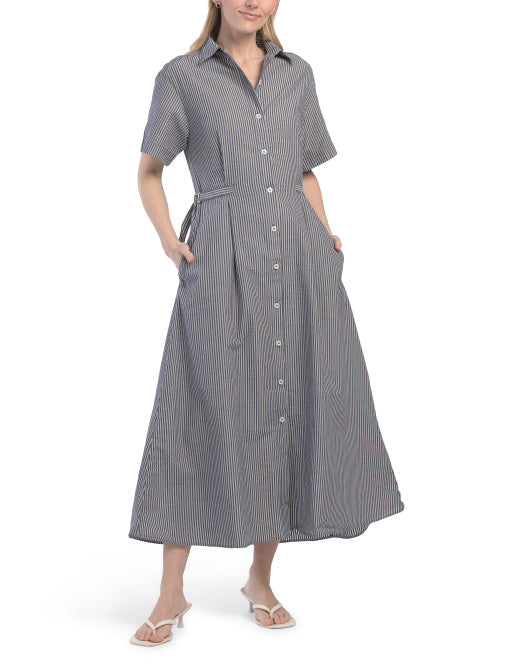 MAX STUDIO Button Front Maxi Dress With Side Pulls