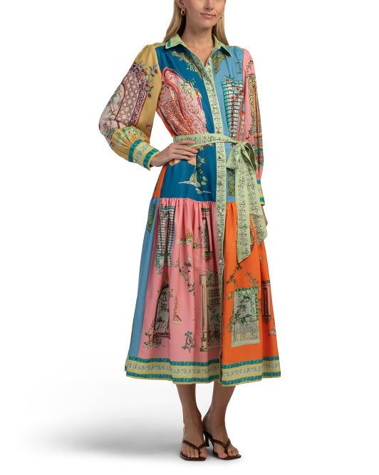 NANCY YANG Printed Shirt Gown