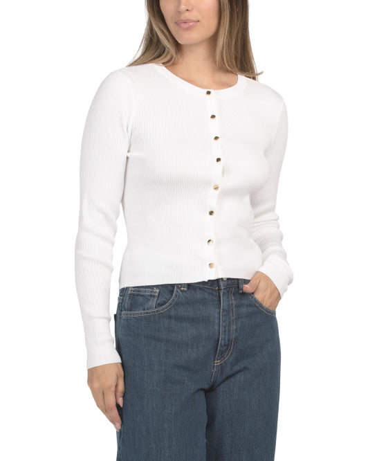 MARLED Ribbed Knit Button Front Cardigan