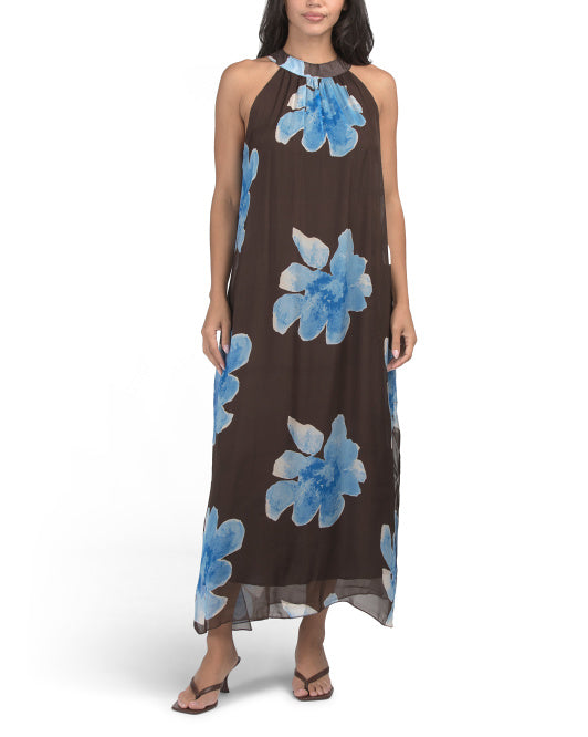 ROSEMARINE Made In Italy Halter Printed Maxi Dress