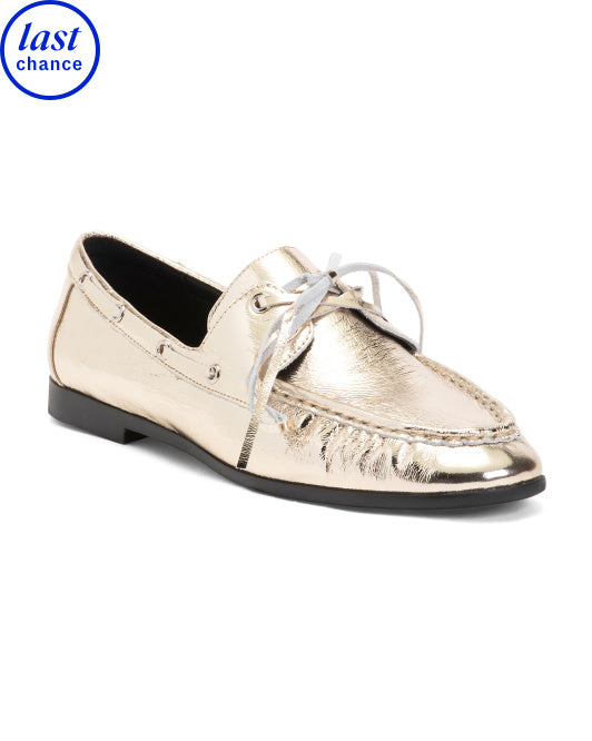 BLACK SUEDE STUDIO Leather Davy Boat Shoes