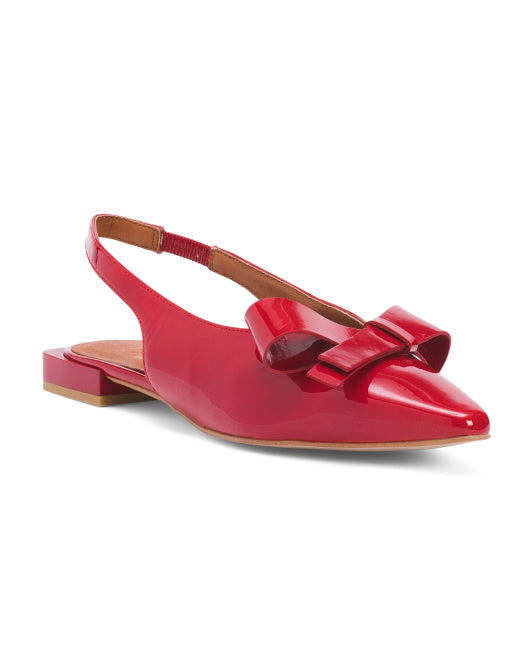 ANA PALMA Made In Spain Leather Slingback Sandals With Asymmetrical Bow