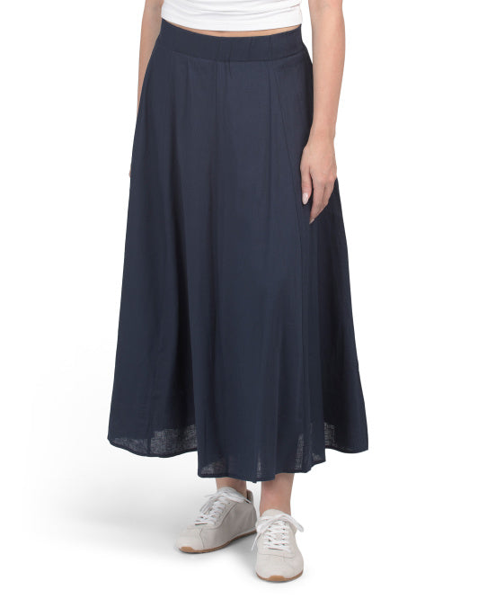POINT Linen Blend Point Panel Maxi Skirt