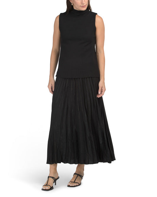 MAX STUDIO 2pc Knit Top And Pleated Midi Skirt