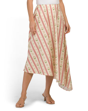 WEWOREWHAT Floral Asymmetrical Midi Skirt