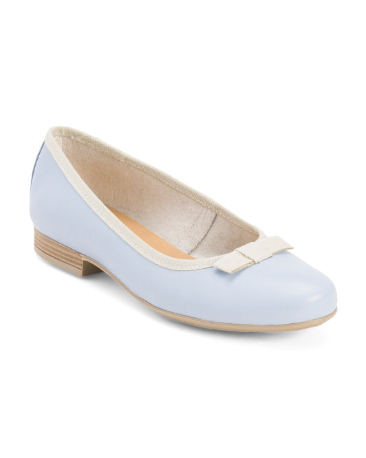 RIZZOLI Made In Italy Leather Ballerina Flats With Bow Accent