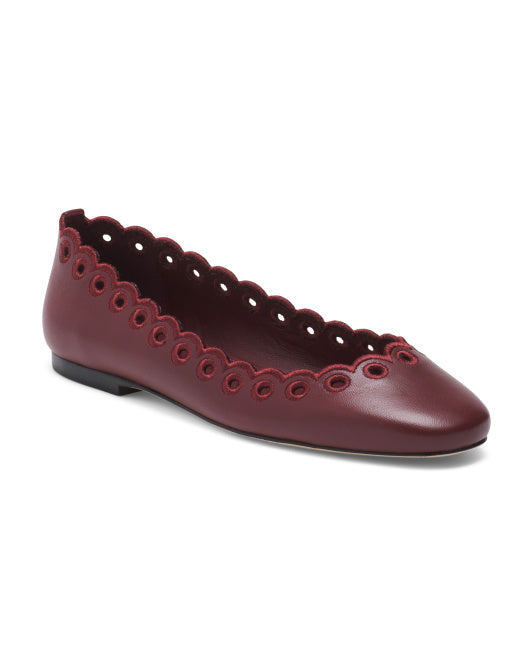 LARROUDE Made In Brazil Leather Meghan Broderie Flats