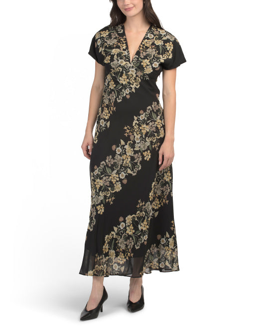 TAYLOR V-neck Placed Floral Maxi Dress