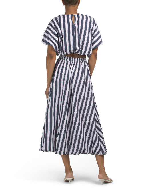 US TOGETHER 2pc Striped Top Bubble Skirt Set