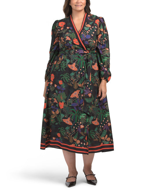 CELINA MOON Plus Floral Wrap Dress
