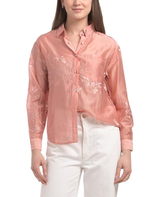 LIV LOS ANGELES Embroierd Button Front Blouse