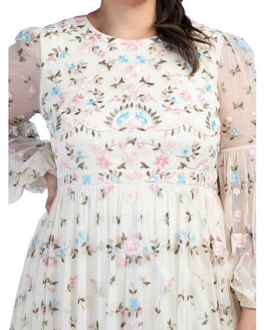 MAC DUGGAL Long Sleeve Embroidered Embellished Gown