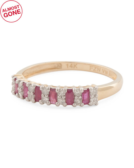GEMOLIO 14kt Gold Ruby And Diamond Band Ring