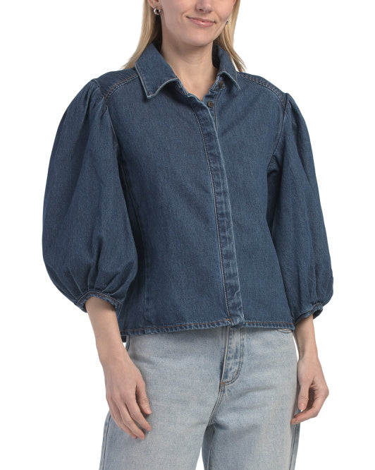 OAT NEW YORK Denim Puff Sleeve Shirt
