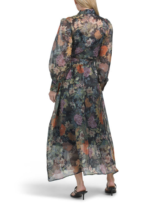 NANCY YANG Floral Button Down Dress