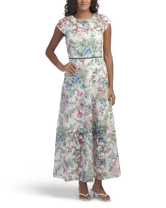 KAY UNGER Sleeveless Tea-length Dress