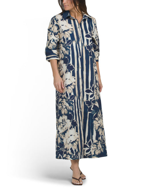 SPIGHE DI LINO Made In Italy Printed Maxi Dress