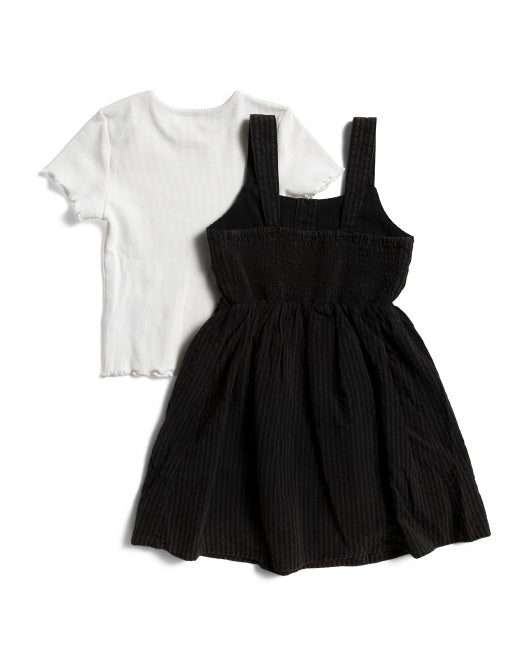 POPPIES AND ROSES Big Girls 2pc Striped Dress And Tee Set