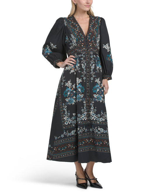 SUPER NATURAL BY SECRET MISSION V-neck Printed Maxi Dress