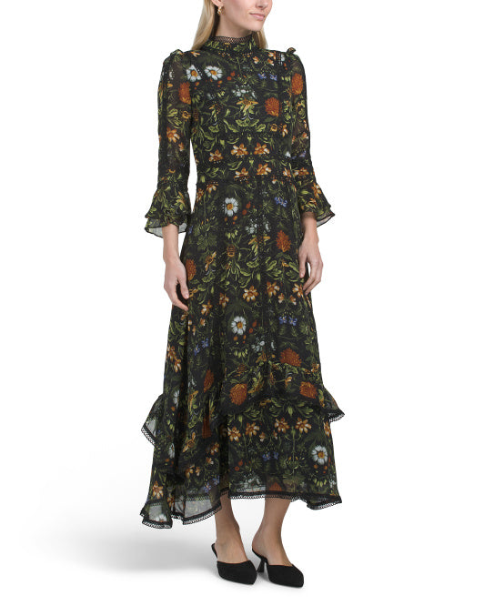 DALIA MACPHEE Three-quarter Sleeve Maxi Dress