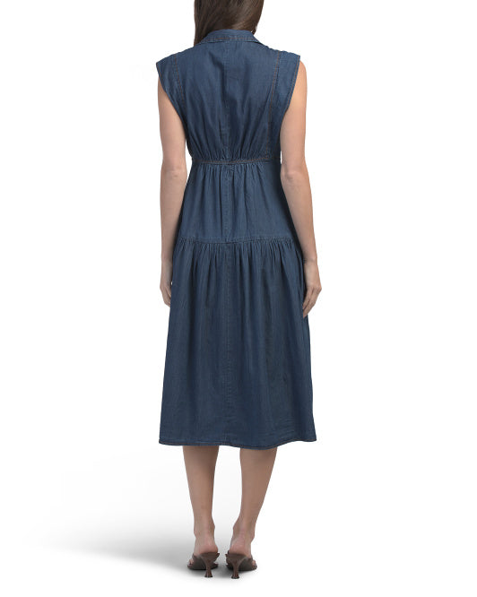 US TOGETHER Drop Waist Denim Dress