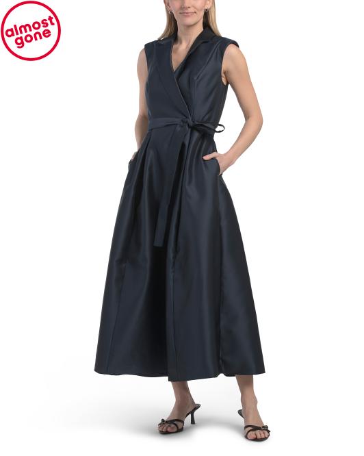 ADRIANNA PAPELL Sleeveless Mikado Tea-length Dress