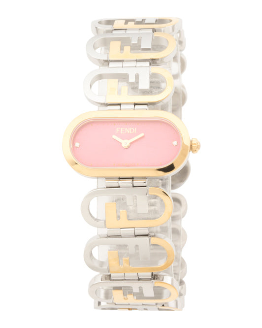 FENDI Women's Swiss Made O'lock Pink Two Tone Bracelet Watch