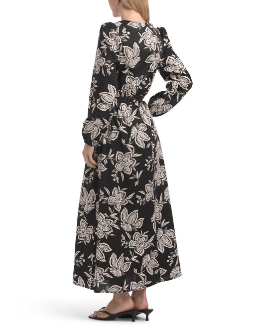 LA PICCOLA CREATIVA Made In Italy Long Sleeve Floral Wrap Maxi Dress