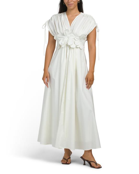 DALIA MACPHEE Sleeveless 3d Floral Maxi Dress