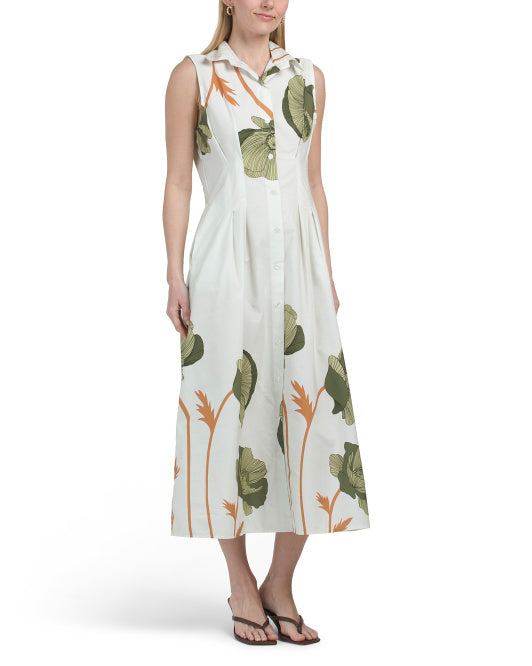 BELLAMBRA Made In Italy Sleeveless Maxi Shirt Dress