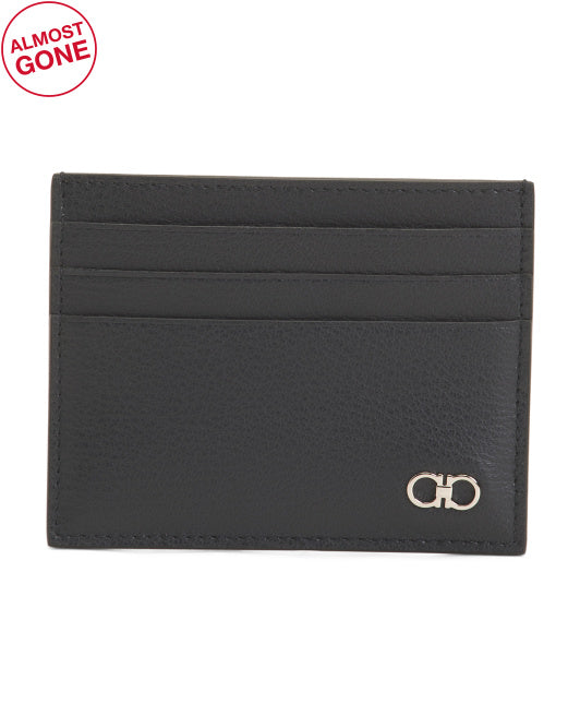SALVATORE FERRAGAMO Made In Italy Calfskin Leather Crosta Toledo Designer Card Holder